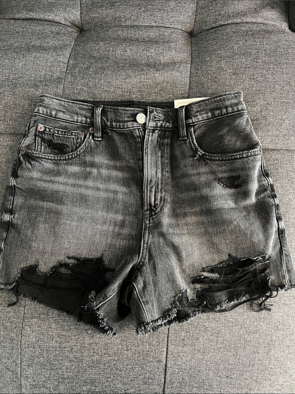 American Eagle Outfitters Black Washed Distressed Denim Shorts